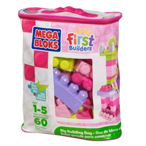 Mega Bloks Kostky v plastovém pytli růžová 60dílů