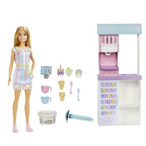 Barbie Prodavačka zmrzliny blondýnka herní set
